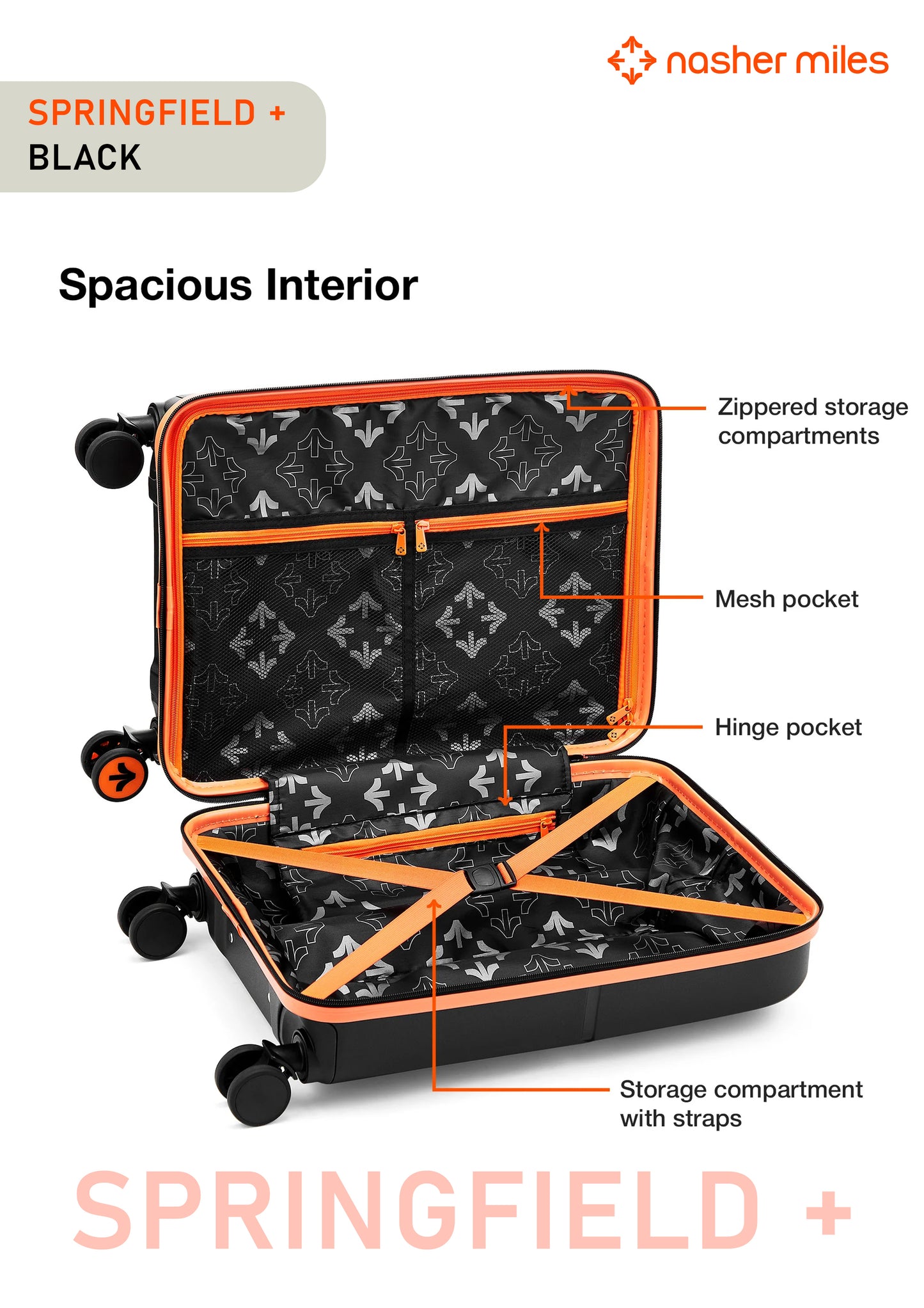Nasher Miles Springfield Plus Luggage - Black
