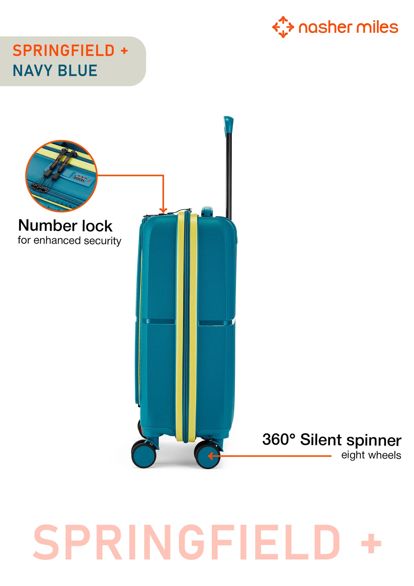 Nasher Miles Springfield Plus Luggage - Navy Blue