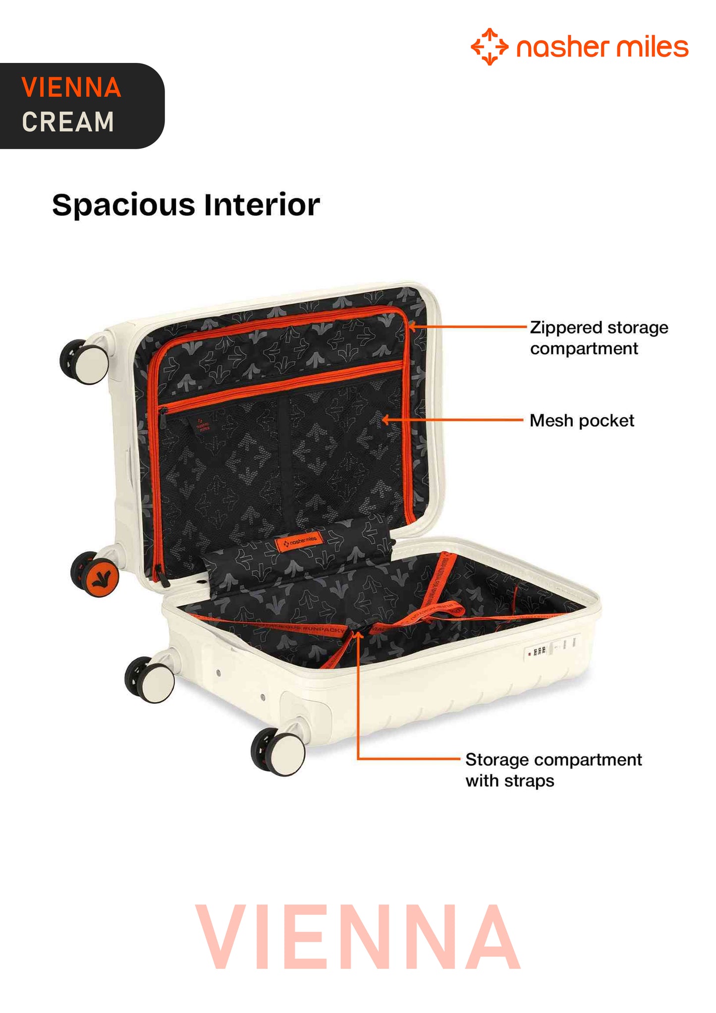 Nasher Miles Vienna Luggage - Cream