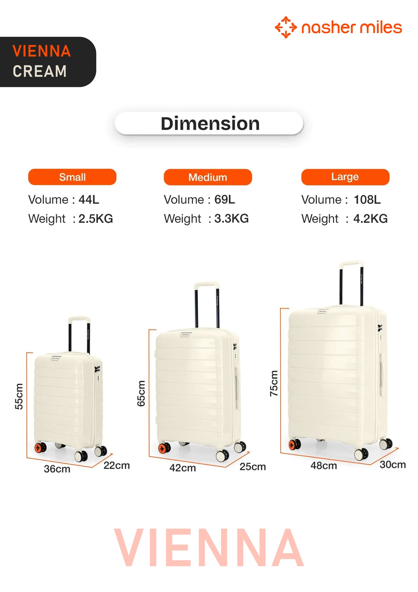 Nasher Miles Vienna Luggage - Cream