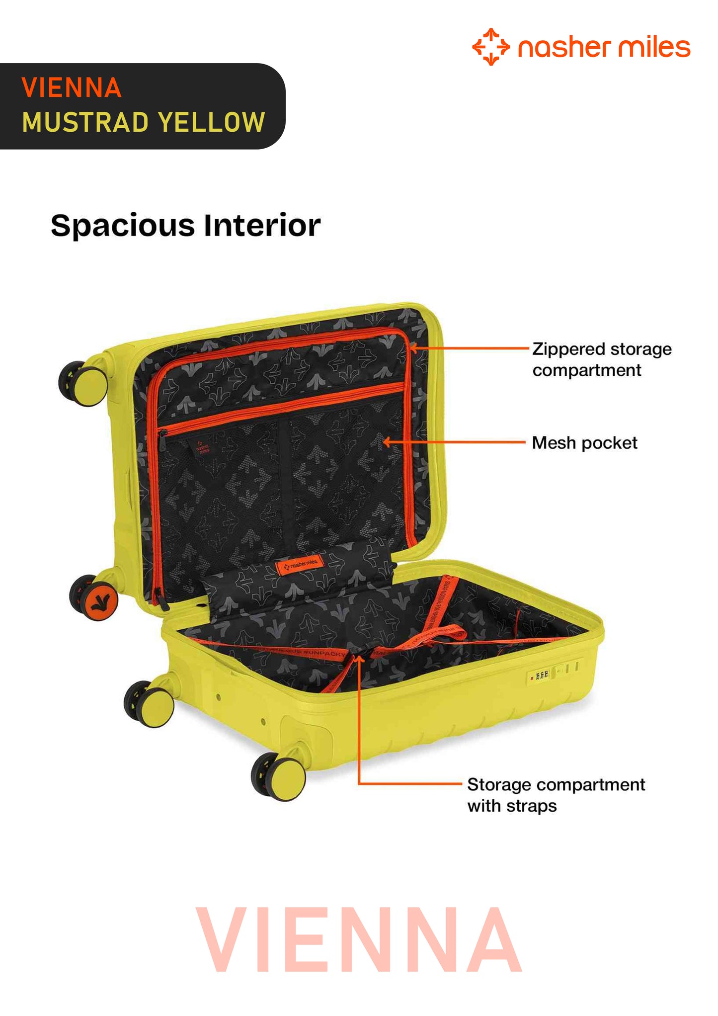 Nasher Miles Vienna Luggage - Mustard Yellow