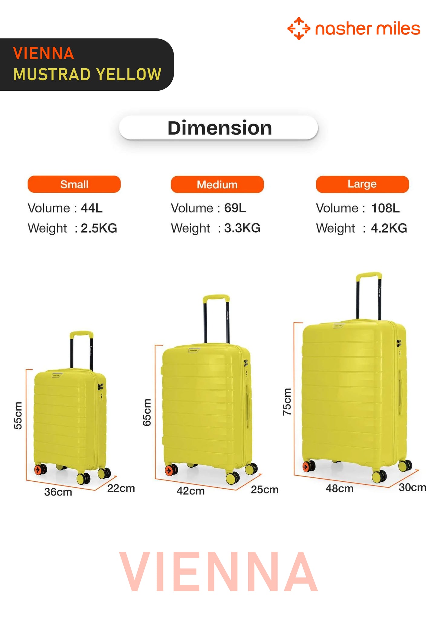 Nasher Miles Vienna Luggage - Mustard Yellow