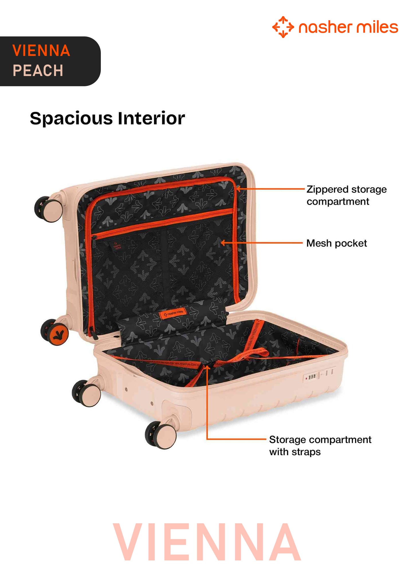 Nasher Miles Vienna Luggage - Peach