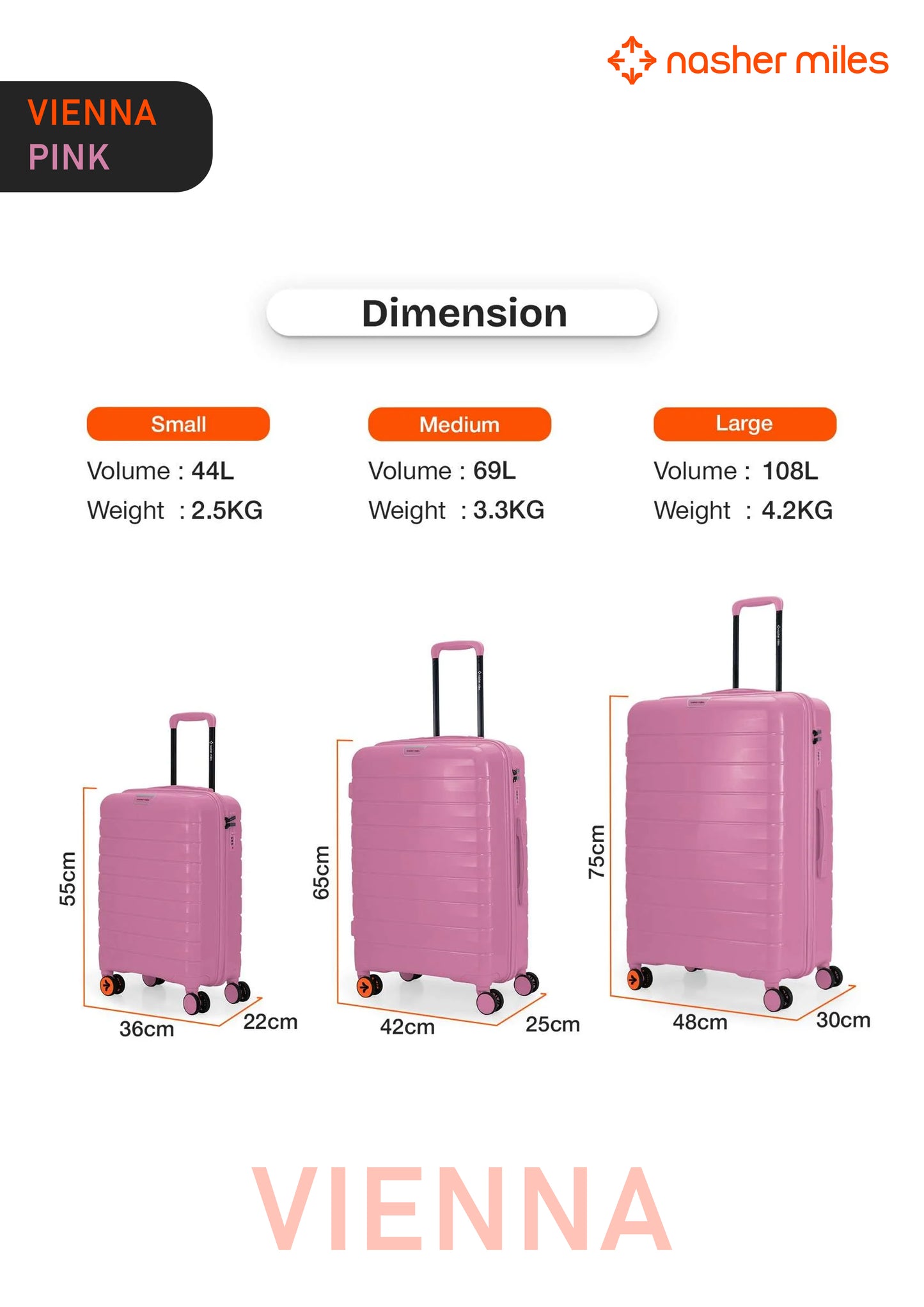 Nasher Miles Vienna Luggage - Pink