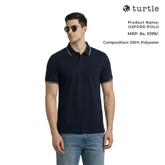 Turtle Oxford Polo - Navy Blue