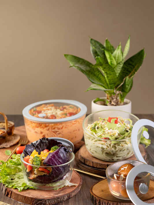 Assorted Glass Set Bowl – 250ml + 500ml + 950ml + 1600ml Soothing Slate