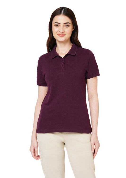 Vero Moda Jacquard Polo - Wine