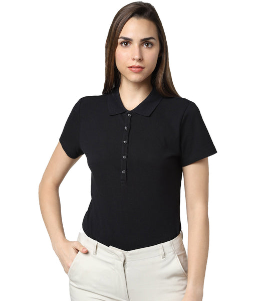 Vero Moda Solid/Plain Polo - Black